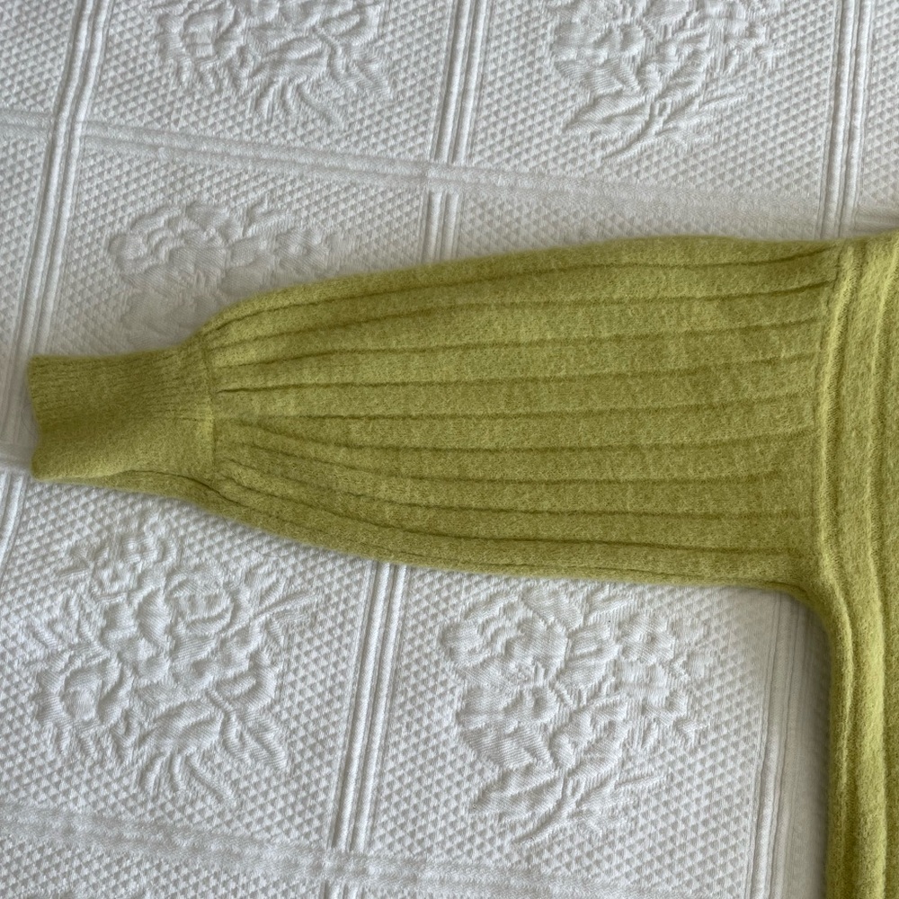 Aerie Buttercream Oversized Ribbed Crew Neck Sweater Lime Green XS - Picture 5 of 13